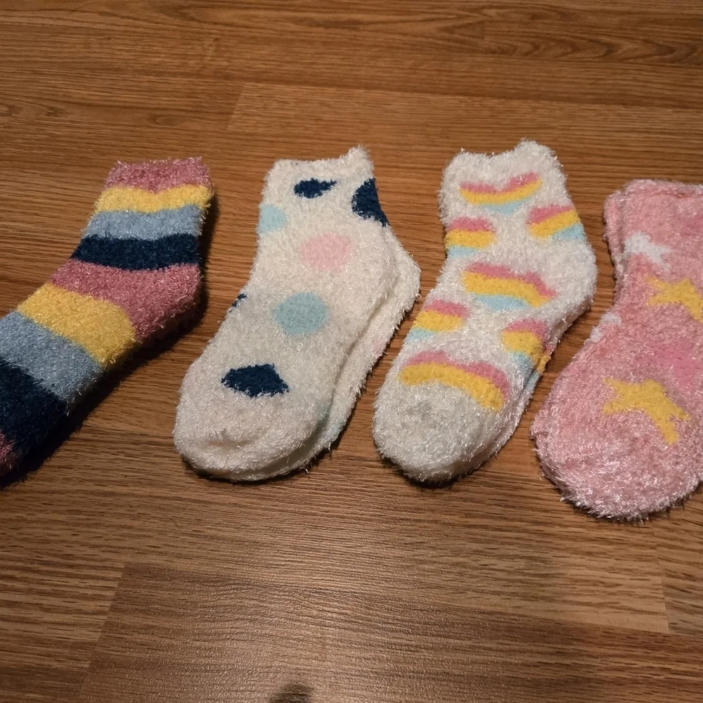 Colorful Fuzzy Socks Set 4 Pair